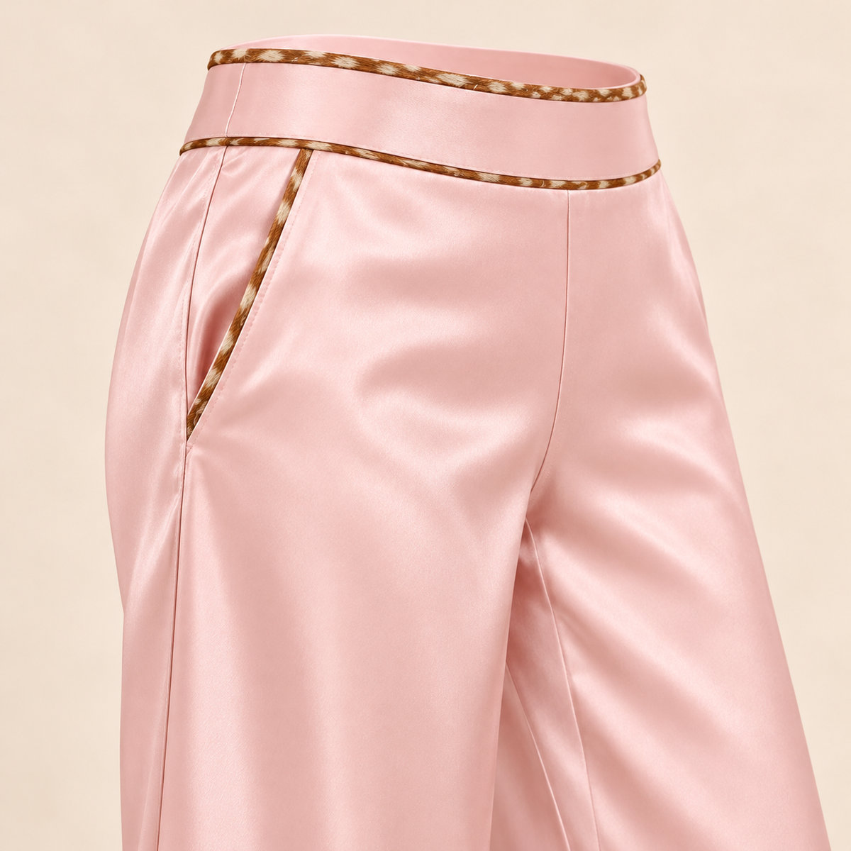 Bambi Pink Softly Dappled Silk Trousers