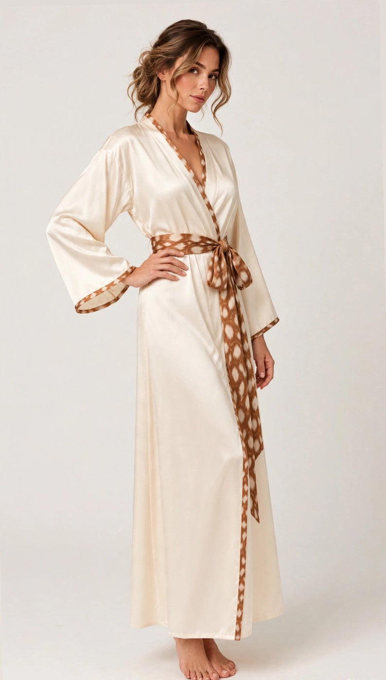 Fawn Cream Softly Spotted Silk Robe